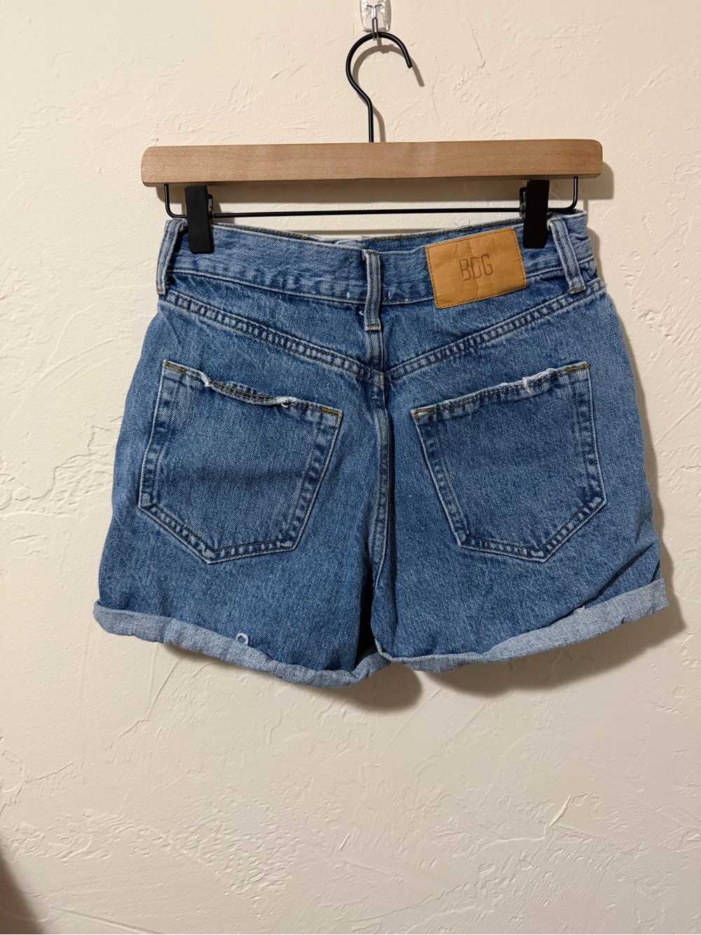 BDG Medium Blue High-Rise Rolled Hem Denim Shorts - Picture 2 of 3